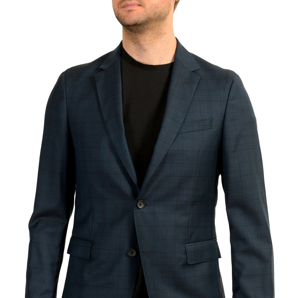 Hugo Boss Men's "Nobis6" Slim Fit Plaid Two Button 100%Wool Blazer Us 40r It 50r